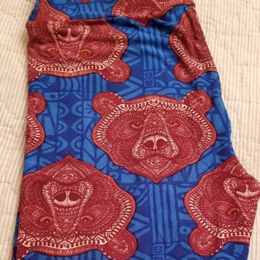 NEW LULAROE LEGGINGS OS MOSAIC BEARS RARE HTF
